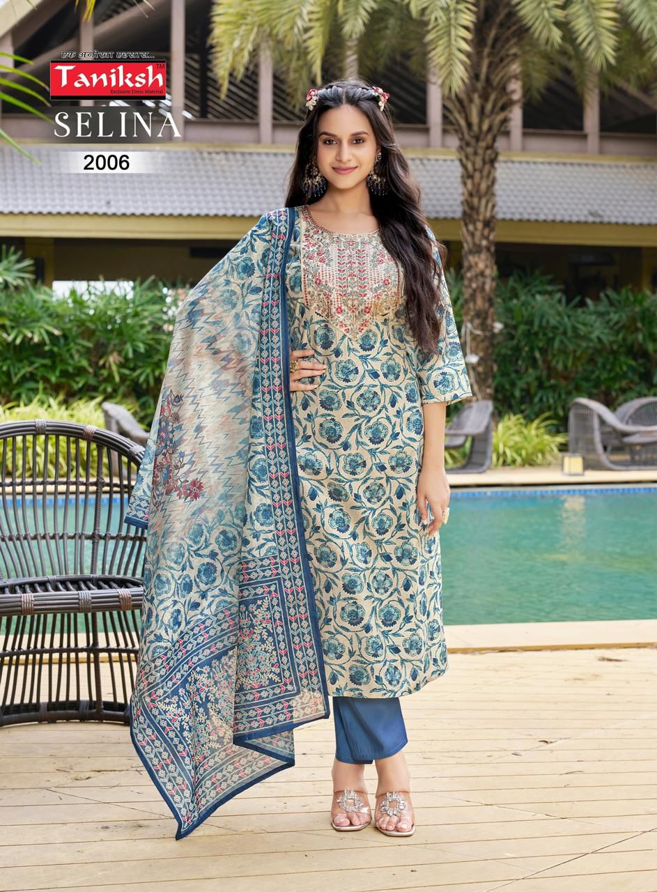 Selina Vol 2 By Taniksh Muslin Printed Kurti With Bottom Dupatta Wholesale Shop In Surat
